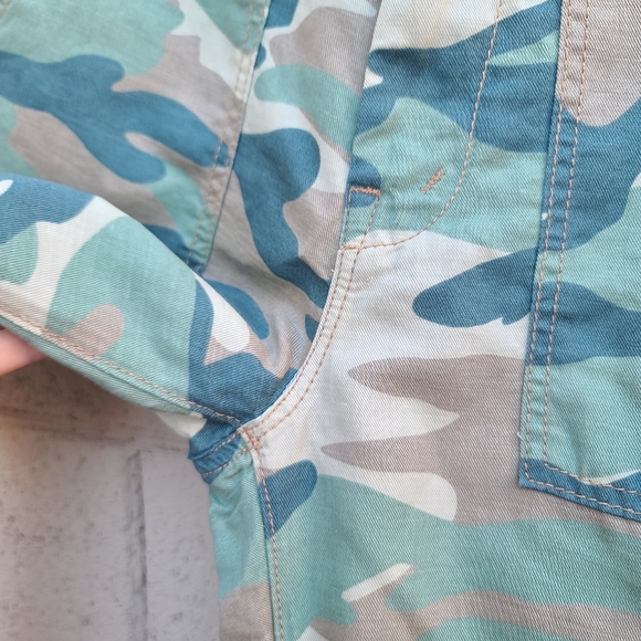 MOTHER | The Shaker Camo Chop Crop Cropped Linen Blend Pants Green Camo Size 24 - Picture 3 of 12